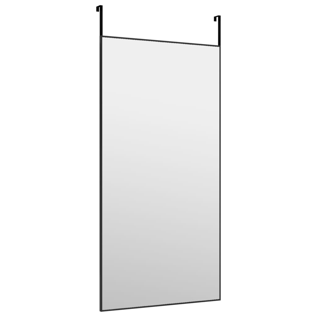 Dørspeil svart 50x100 cm glass og aluminium