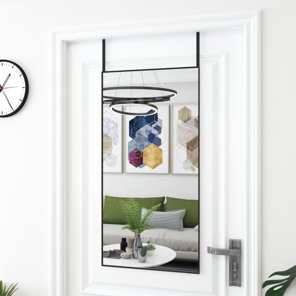 Dørspeil svart 50x100 cm glass og aluminium