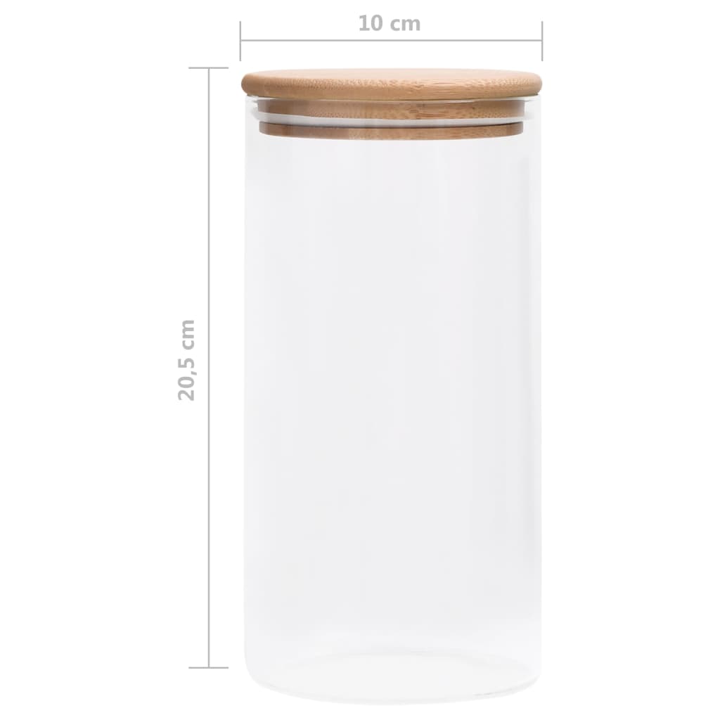 Glasskrukker med bambuslokk 4 stk 1200 ml
