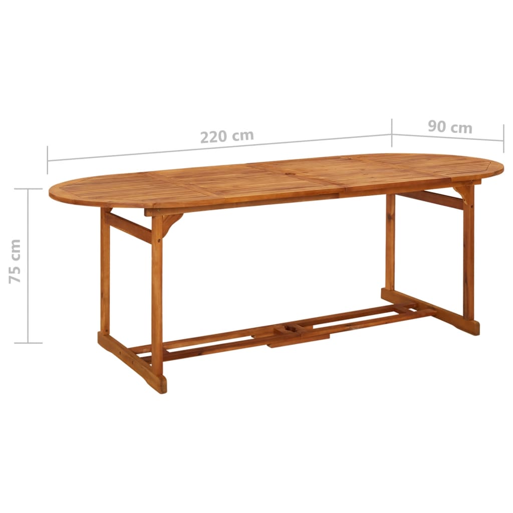 Utendørs spisebord 220x90x75 cm heltre akasie