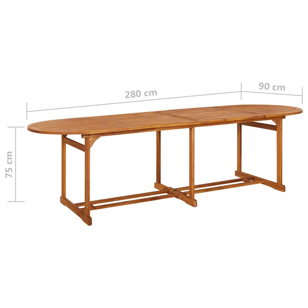 Utendørs spisebord 280x90x75 cm heltre akasie