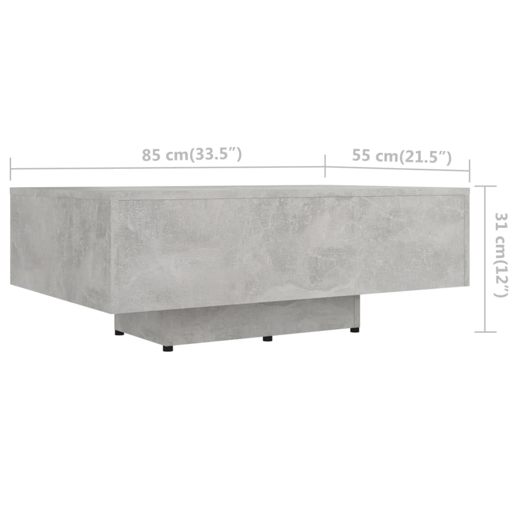 Salongbord betonggrå 85x55x31 cm konstruert tre