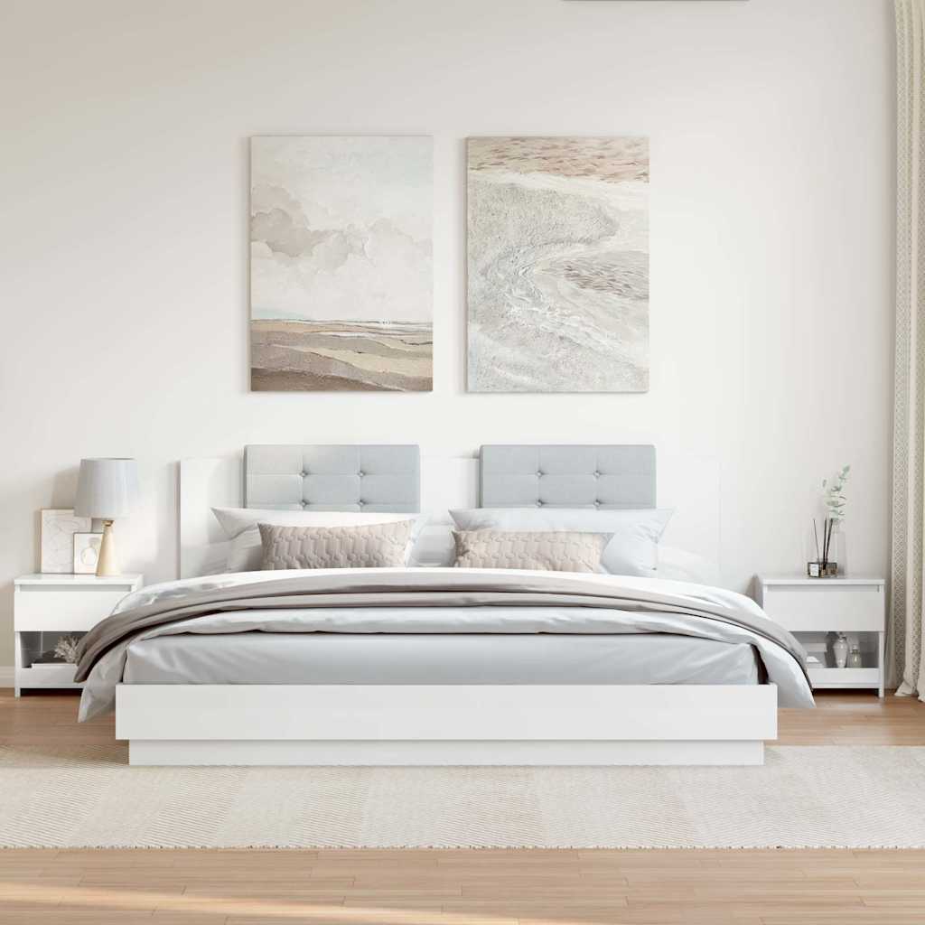 Nattbord 2 stk høyglans hvit 40x30x39 cm konstruert tre