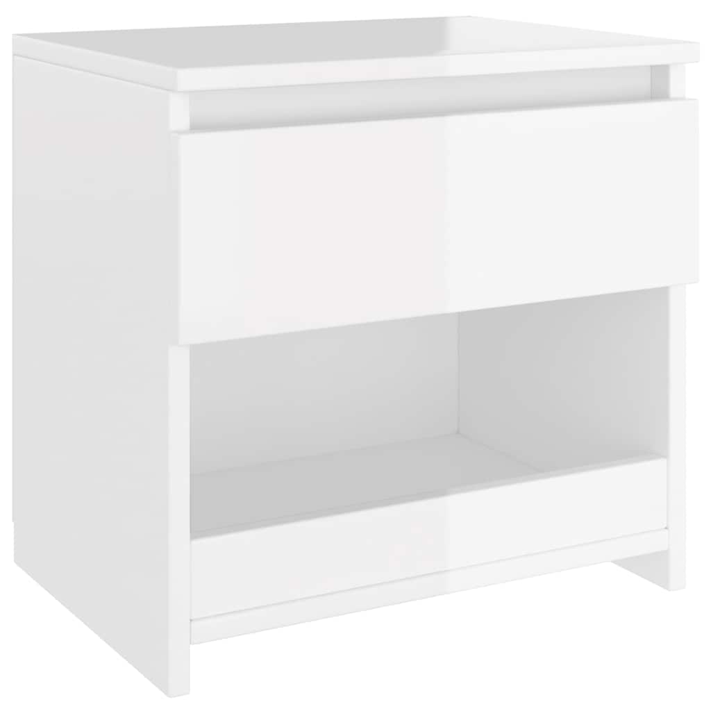 Nattbord 2 stk høyglans hvit 40x30x39 cm konstruert tre