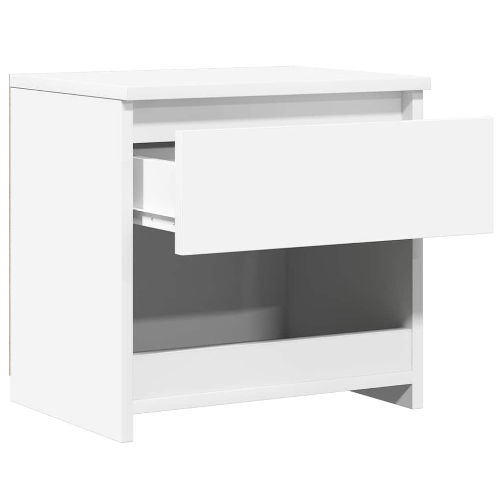 Nattbord 2 stk høyglans hvit 40x30x39 cm konstruert tre