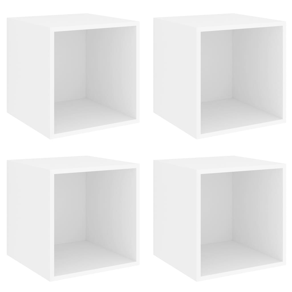 Veggskap i 4 stk 37x37x37 cm konstruert tre hvit
