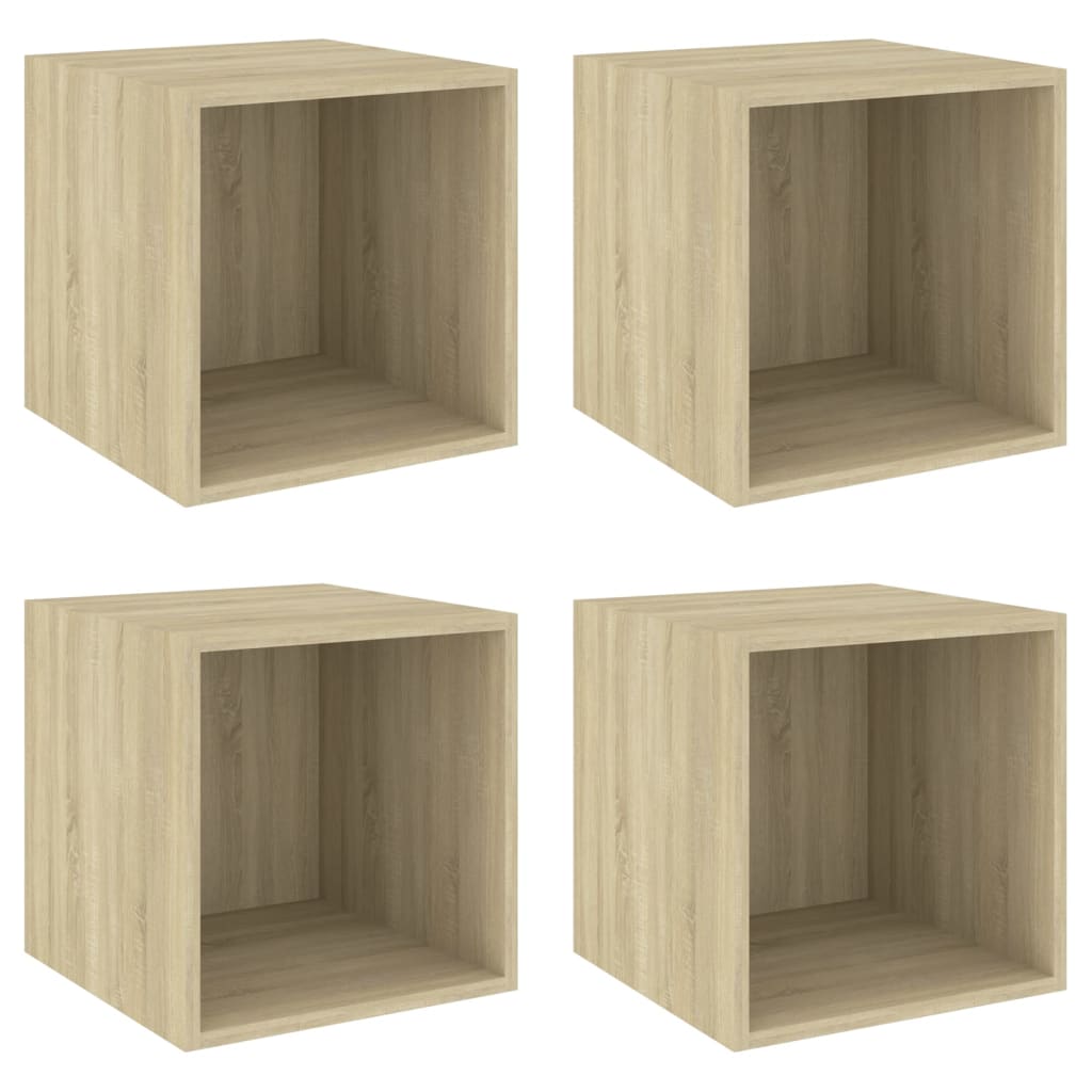 Veggskap 4 stk sonoma eik 37x37x37 cm konstruert tre