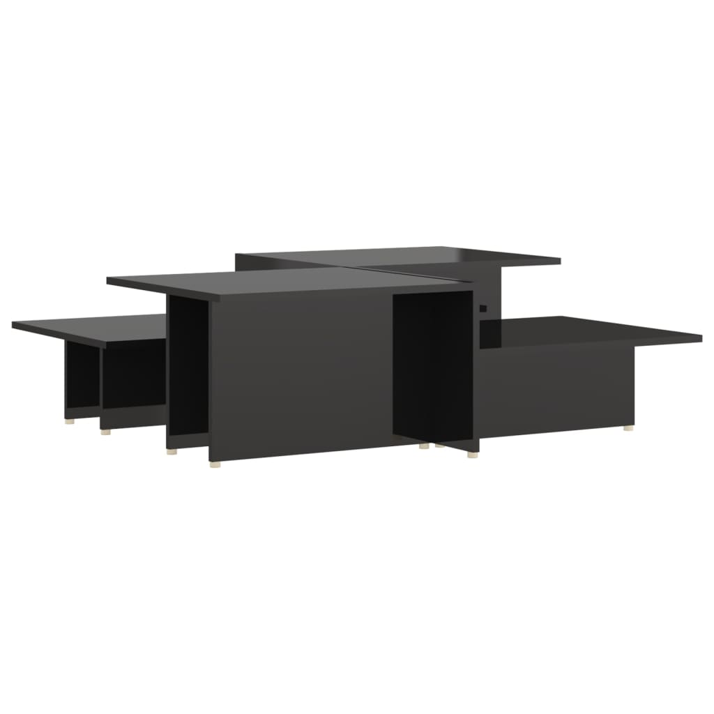 Salongbord 2 stk høyglans svart 111,5x50x33 cm konstruert tre