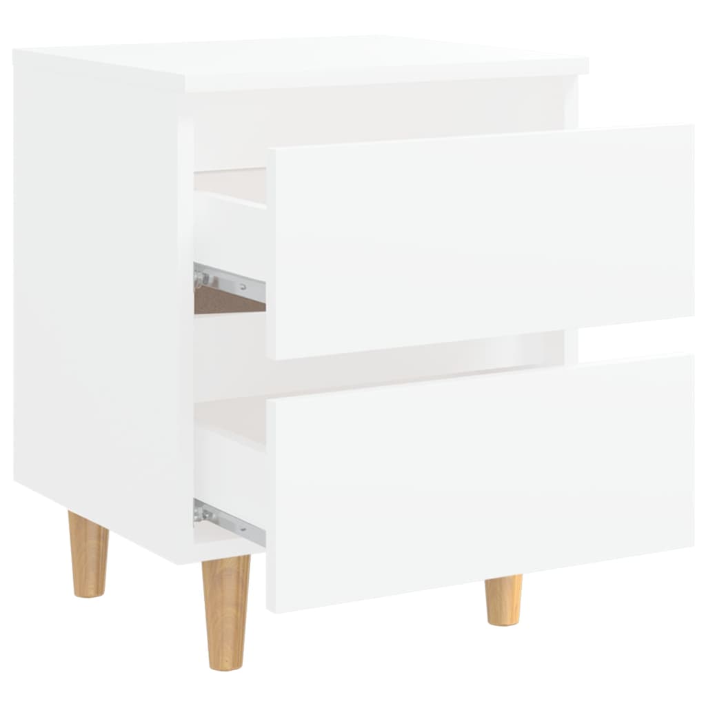 Nattbord med heltre furuben 2 stk hvit 40x35x50 cm