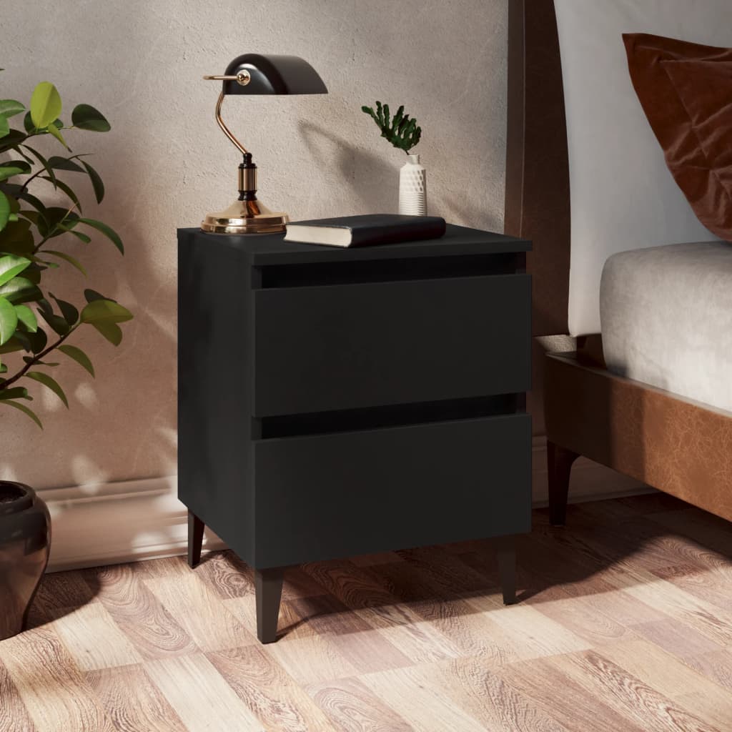 Nattbord 2 stk svart 40x35x50 cm konstruert tre