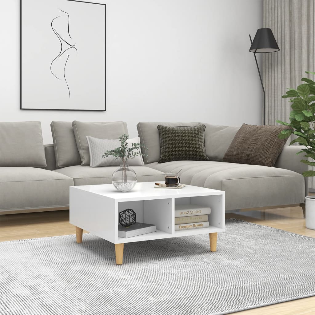 Salongbord hvit 60x60x30 cm konstruert tre