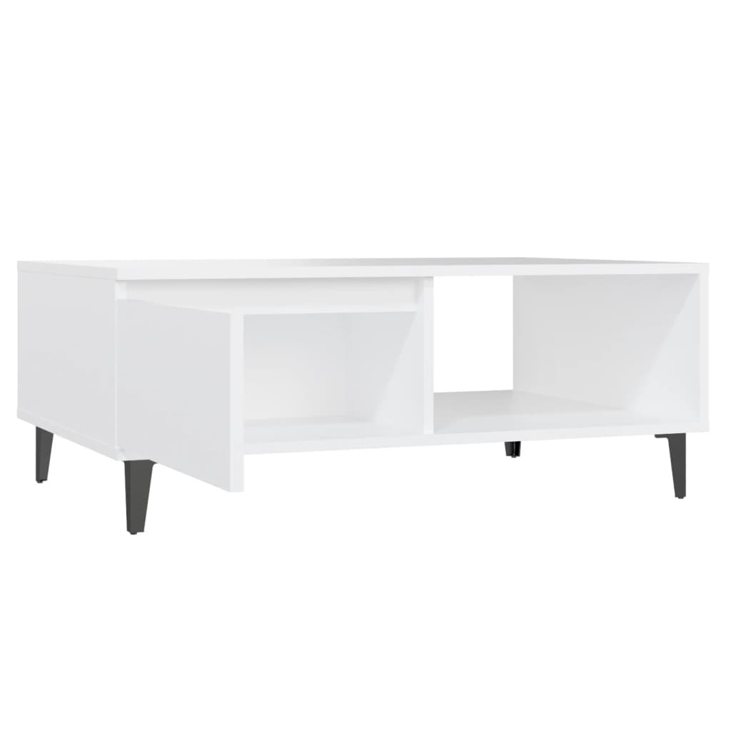 Salongbord hvit 90x60x35 cm konstruert tre