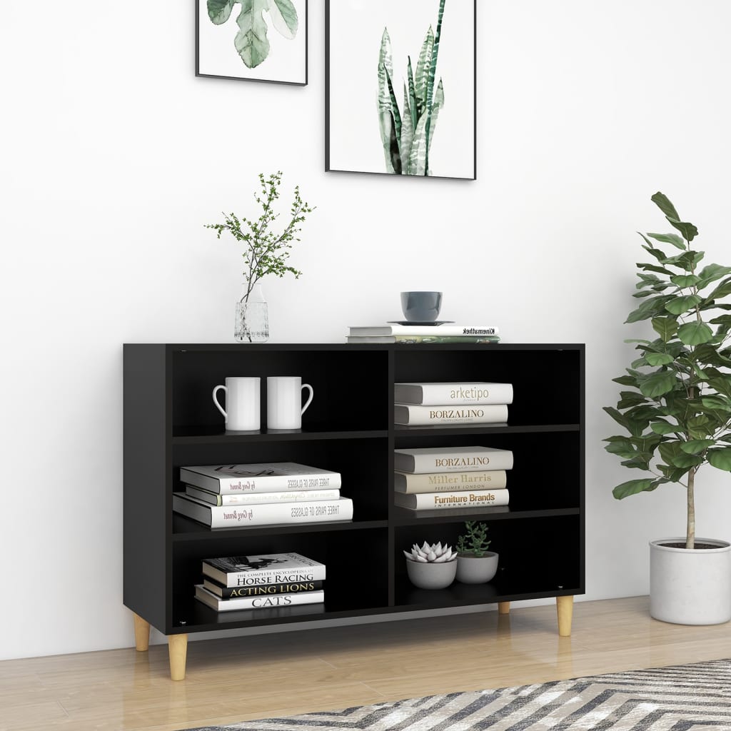 Skjenk svart 103,5x35x70 cm konstruert tre