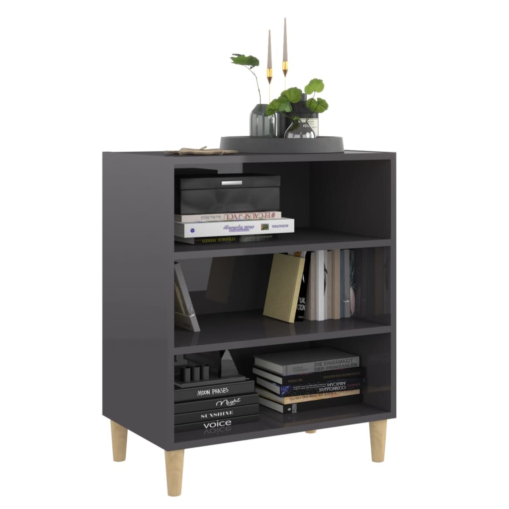Skjenk høyglans grå 57x35x70 cm konstruert tre
