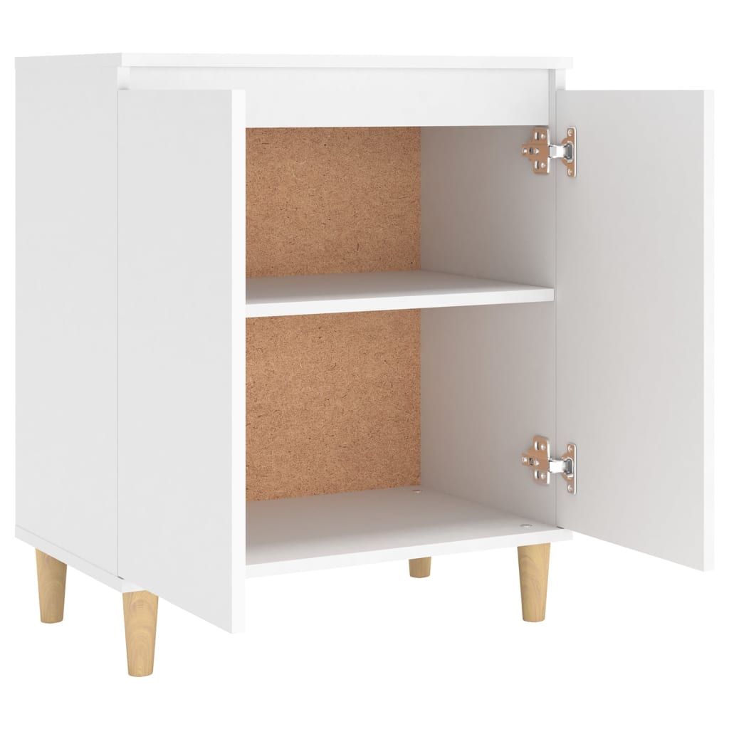 Skjenk med ben i heltre hvit 60x35x70 cm konstruert tre