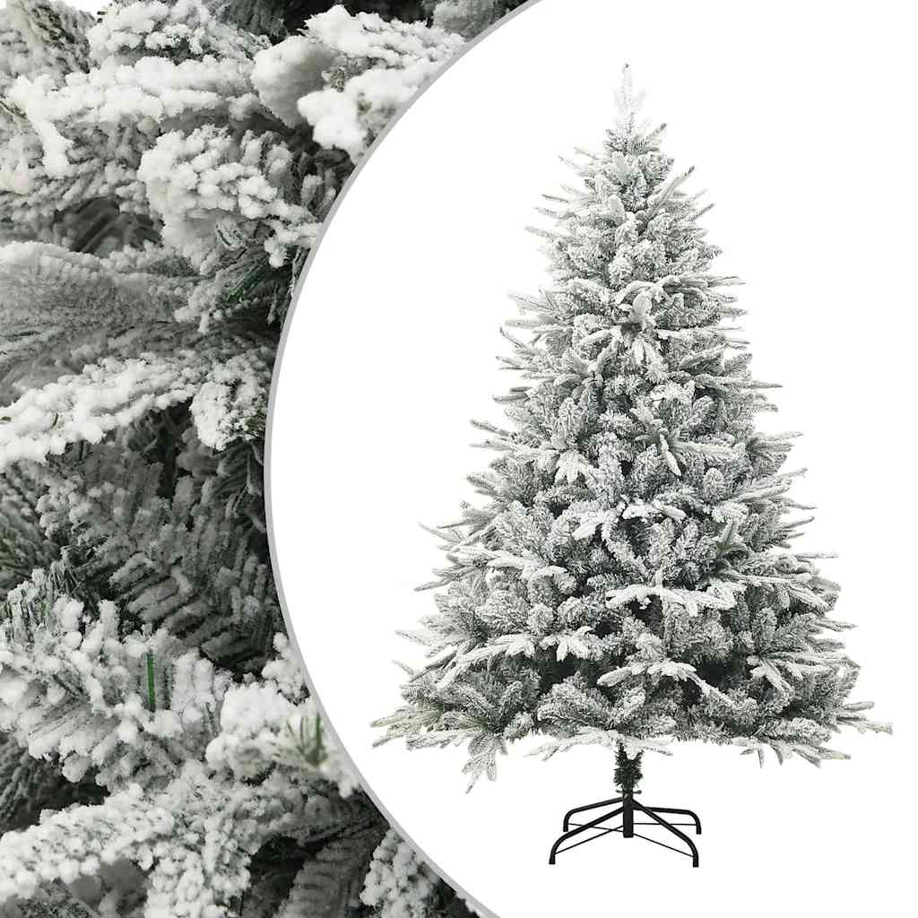 Kunstig juletre med flokket snø grønn 180 cm PVC og PE