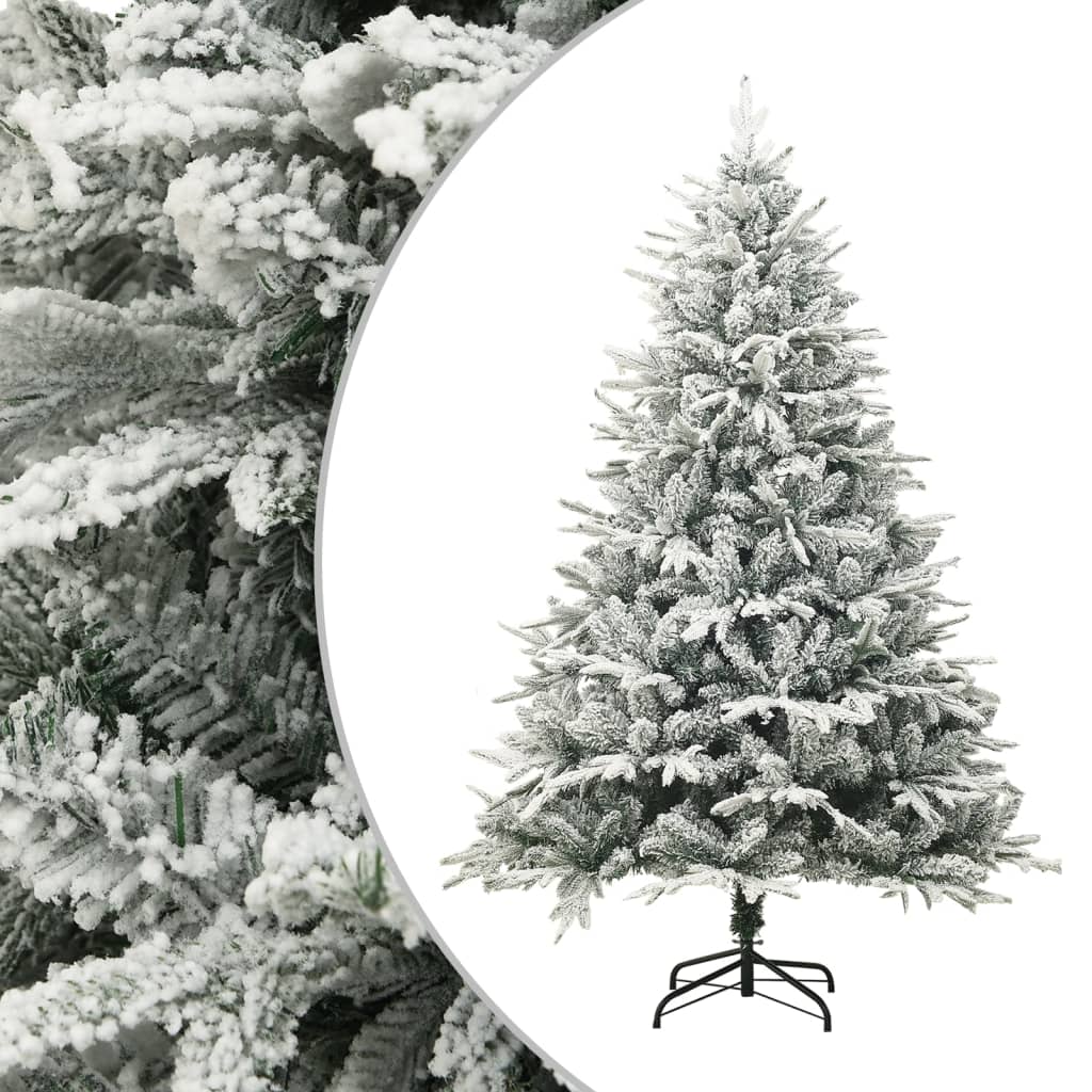 Kunstig juletre med flokket snø grønn 210 cm PVC og PE