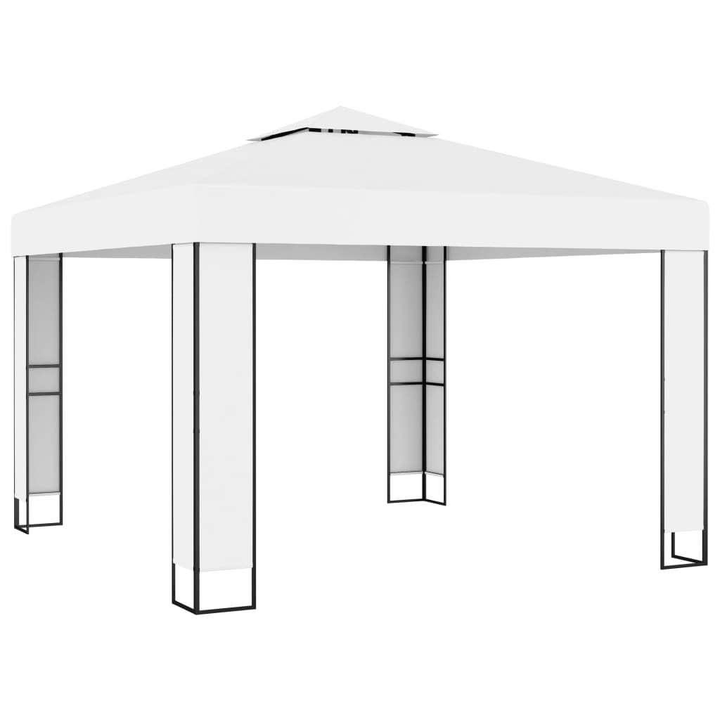 Paviljong med dobbelt tak og LED-lysslynge 3x3 m hvit