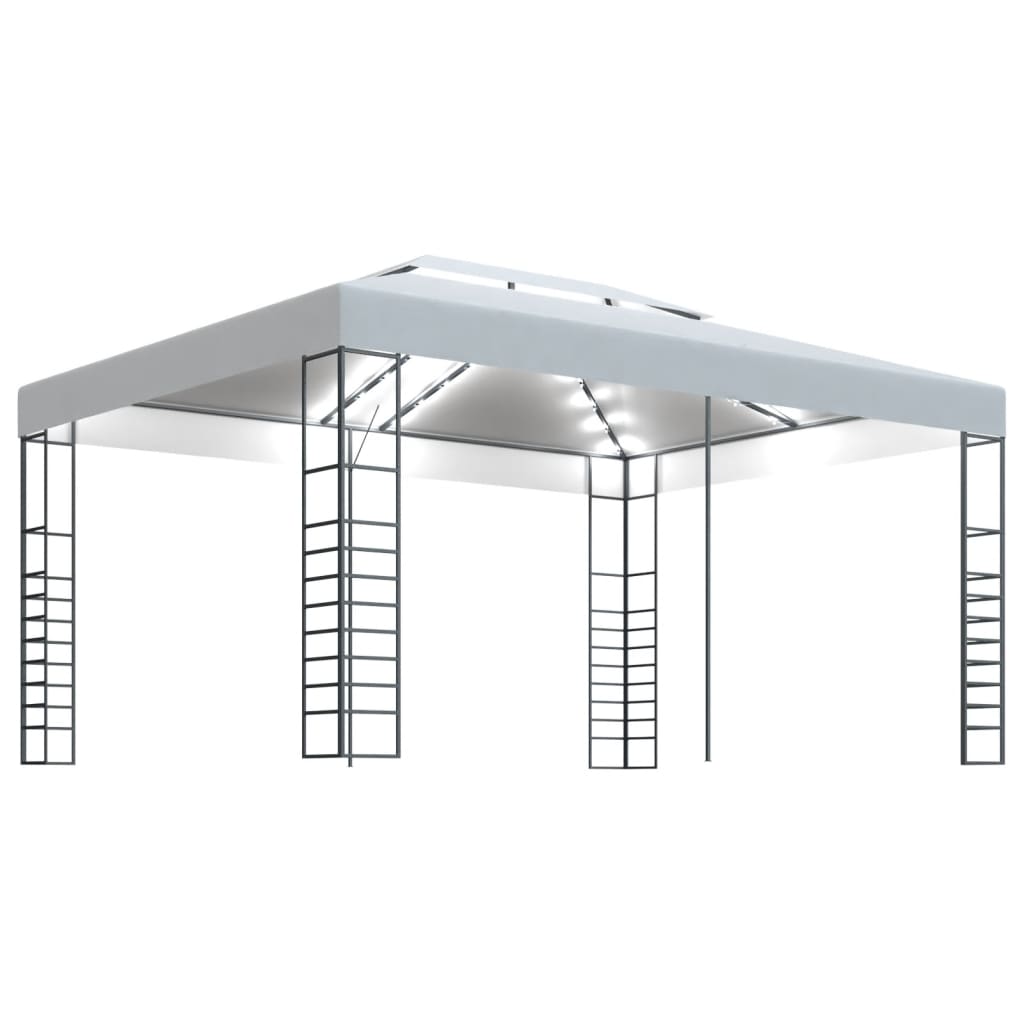 Paviljong med LED-lysslynge 4x3x2,7 m hvit vidaXL