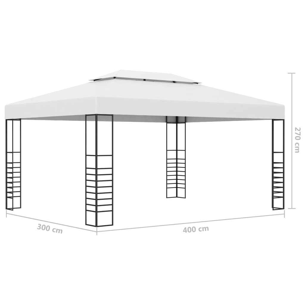 Paviljong med LED-lysslynge 4x3x2,7 m hvit vidaXL