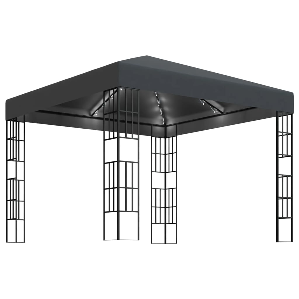 Paviljong med LED-lysslynge 3x3 m antrasitt