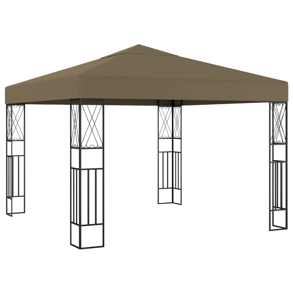 Paviljong med LED-lysslynge 3x3 m gråbrun stoff