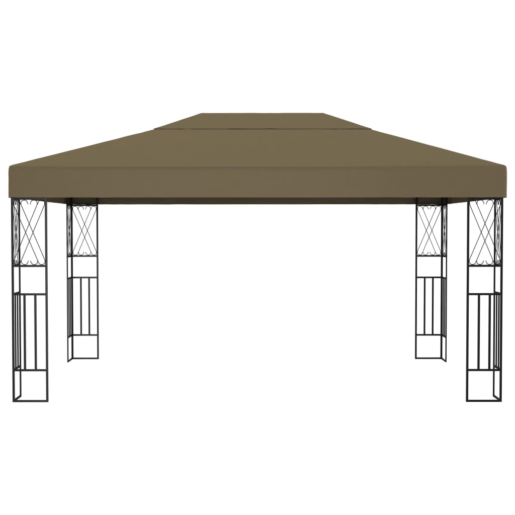 Paviljong med LED-lysslynge 3x4 m gråbrun stoff