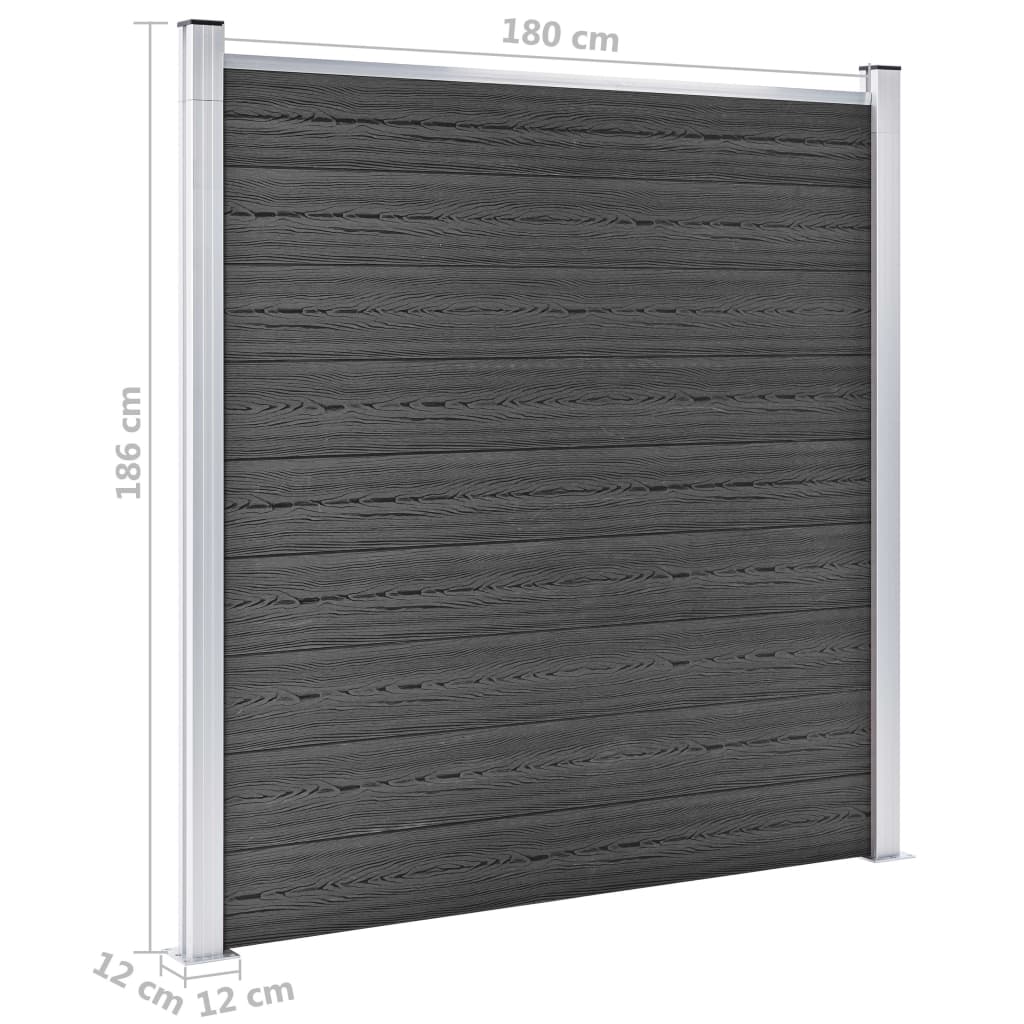 Gjerdepanelsett WPC 353x186 cm svart