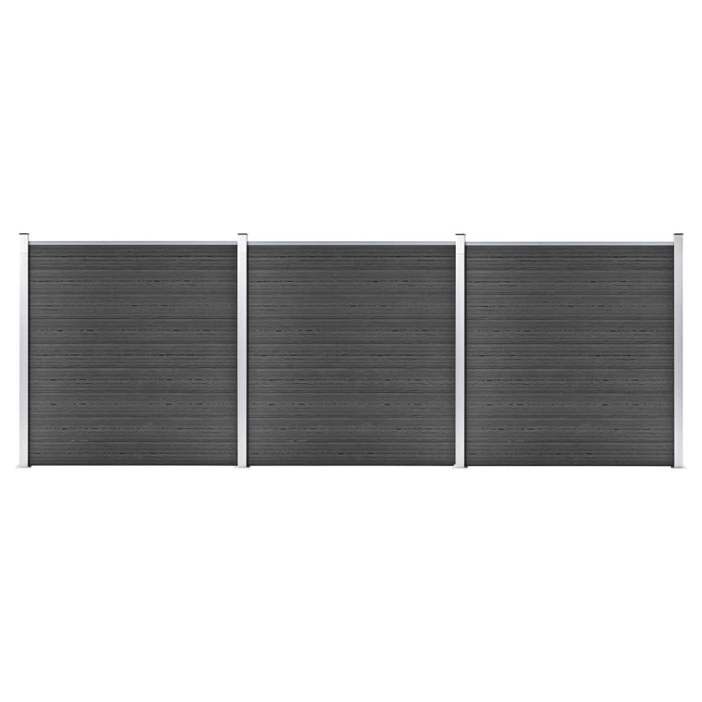 Gjerdepanelsett WPC 526x186 cm svart