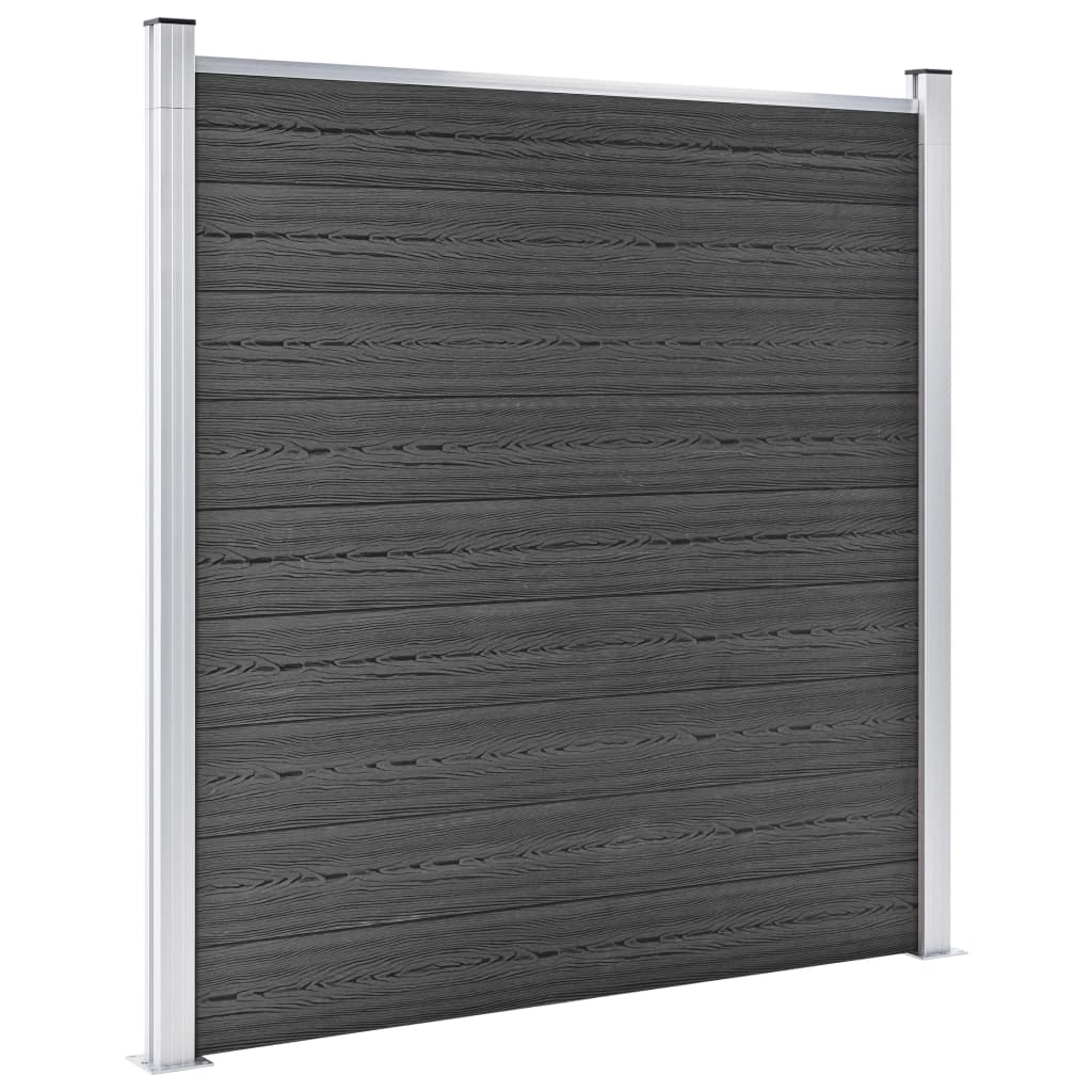 Gjerdepanelsett WPC 526x186 cm svart