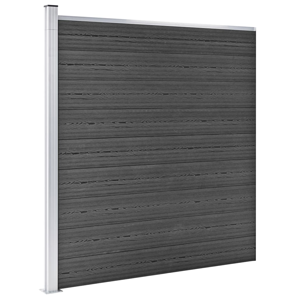 Gjerdepanelsett WPC 526x186 cm svart