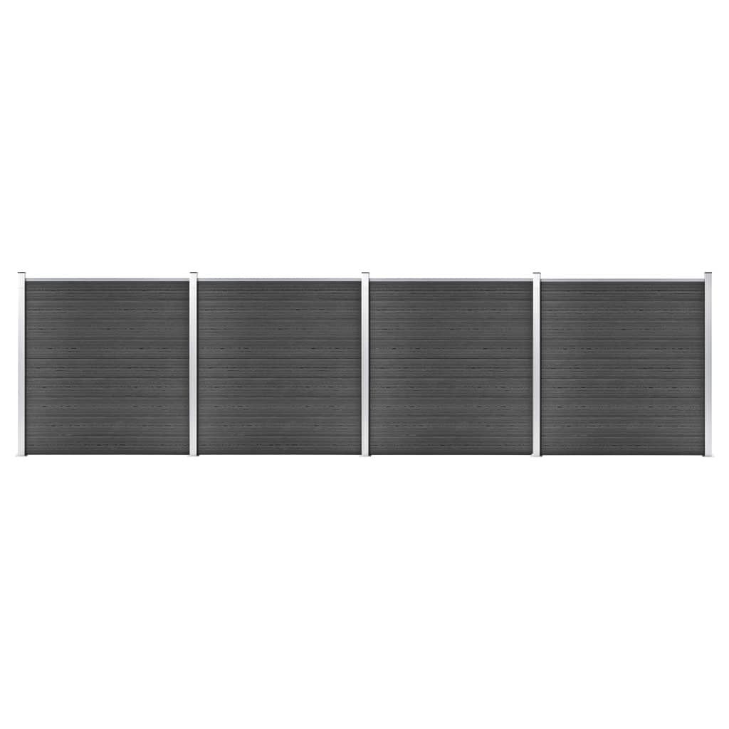 Gjerdepanelsett WPC 699x186 cm svart