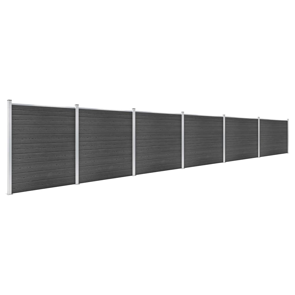 Gjerdepanelsett WPC 1045x186 cm svart