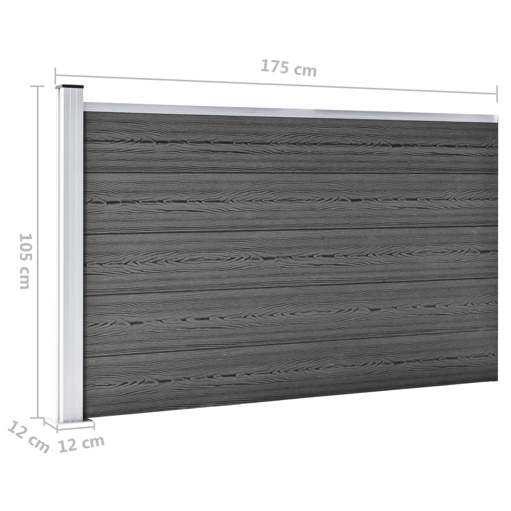 Gjerdepanelsett WPC 699x105 cm svart vidaXL