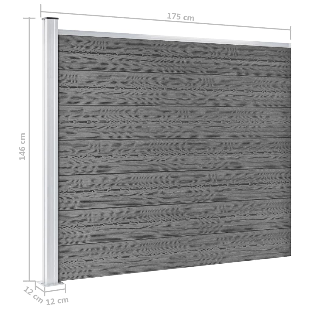 Gjerdepanelsett WPC 699x146 cm grå