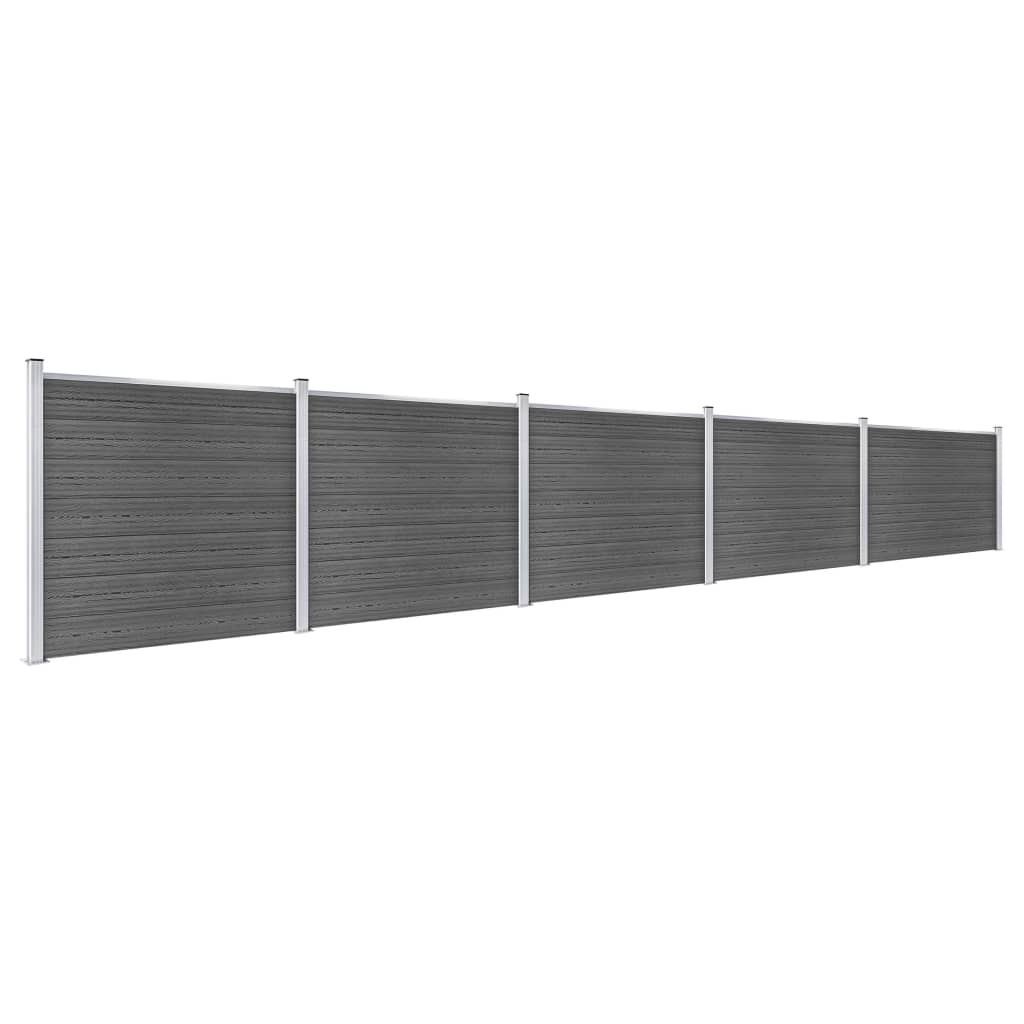 Gjerdepanelsett WPC 872x146 cm svart vidaXL
