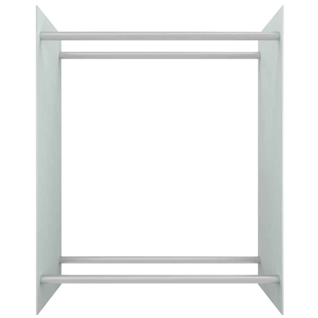 Vedstativ hvit 80x35x100 cm herdet glass