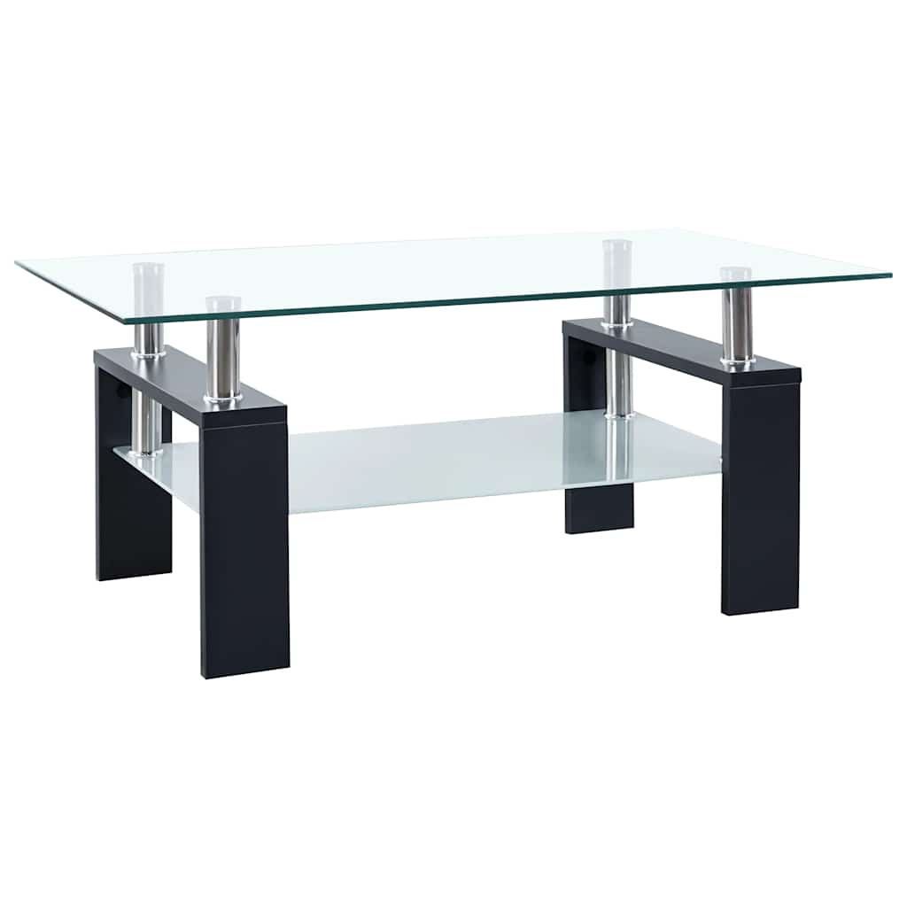 Salongbord svart og gjennomsiktig 95x55x40 cm herdet glass