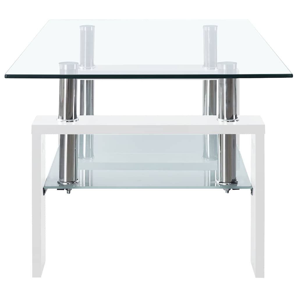 Salongbord hvit og gjennomsiktig 95x55x40 cm herdet glass