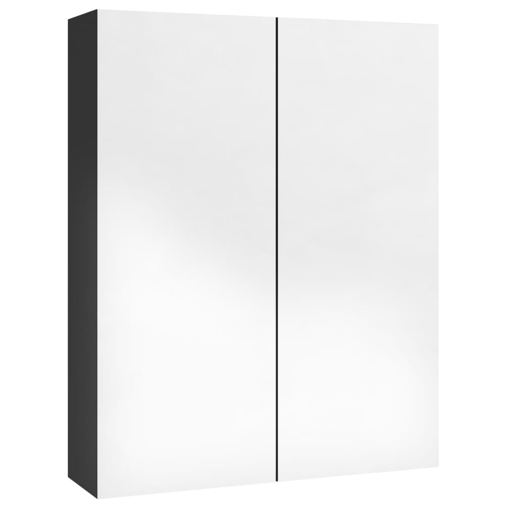 Speilskap til bad 60x15x75 cm MDF skinnende svart