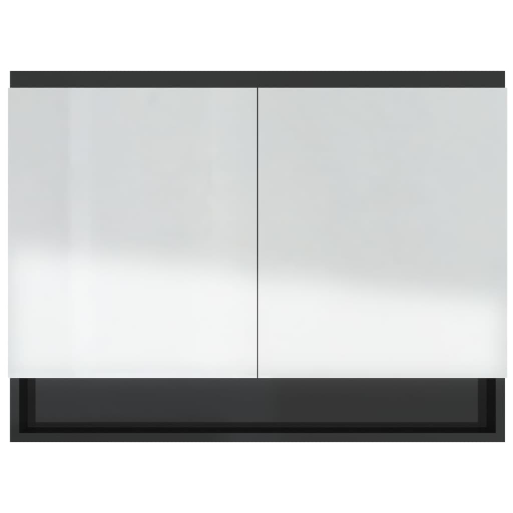 Speilskap til bad 80x15x60 cm MDF skinnende svart
