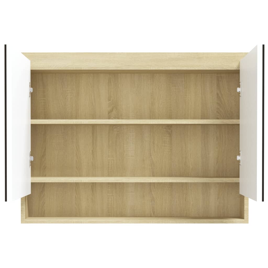 Speilskap til bad 80x15x60 cm MDF hvit og eik