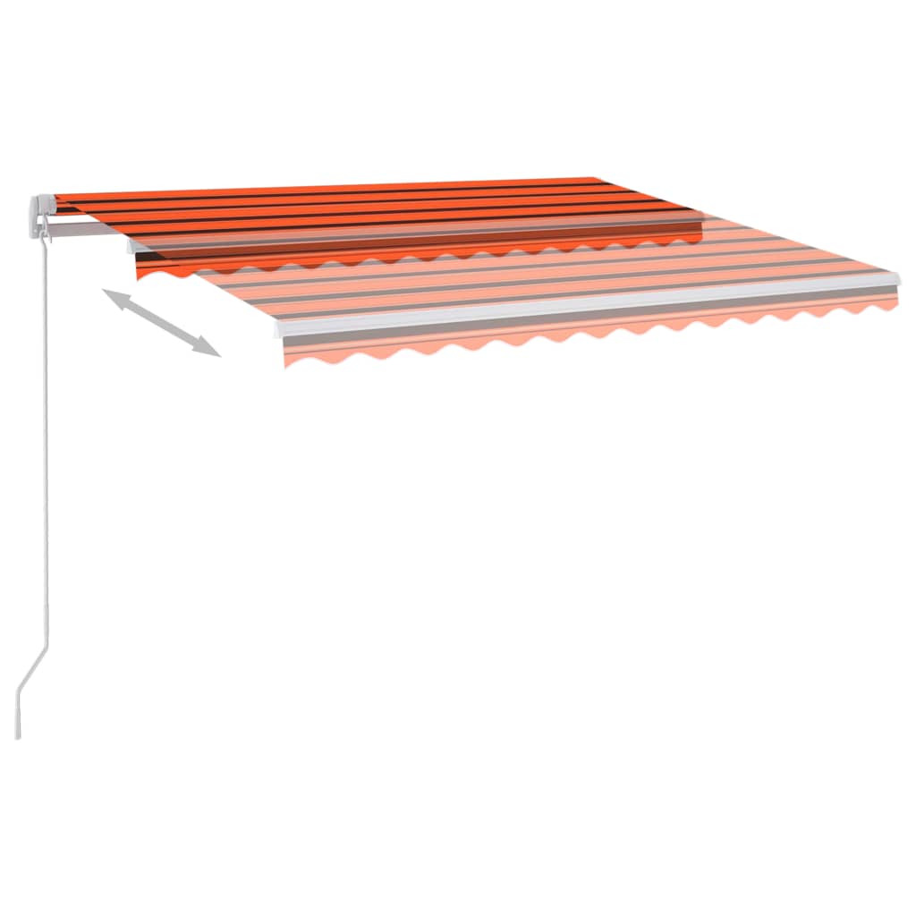 Manuell uttrekkbar markise med LED 300x250 cm oransje og brun