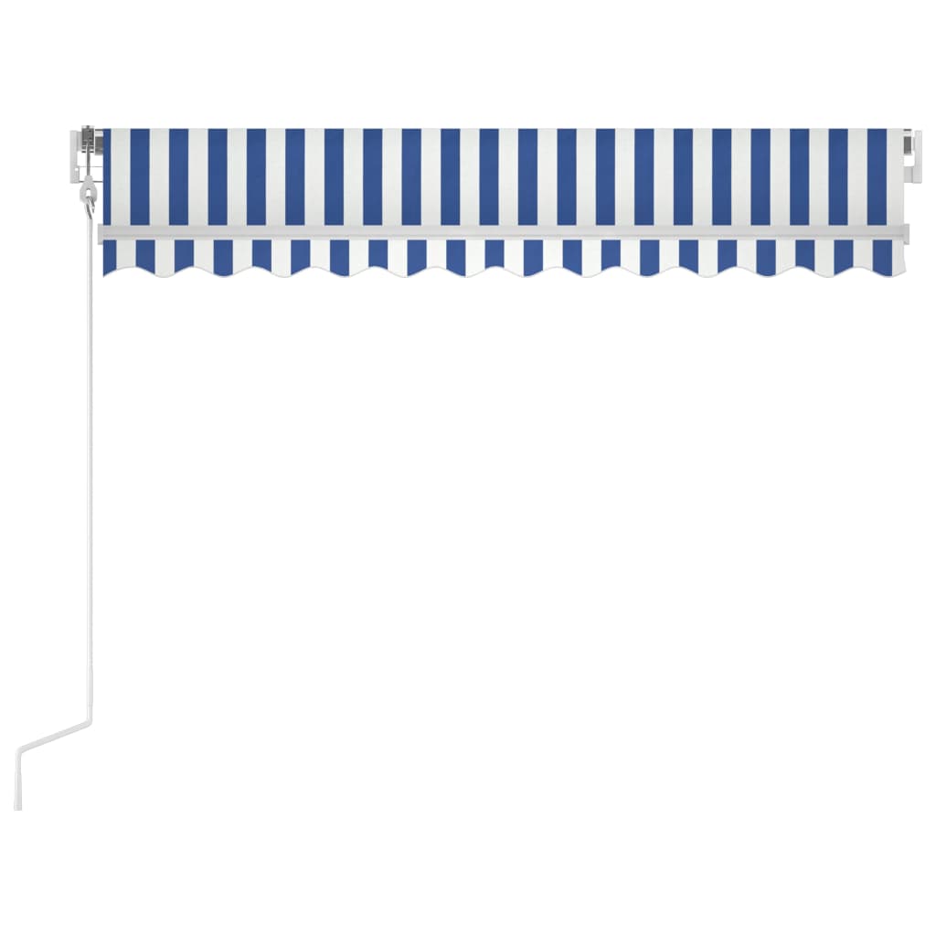 Automatisk uttrekkbar markise 300x250 cm blå og hvit