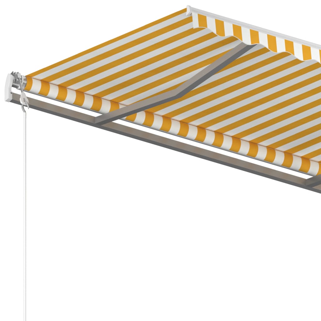 Manuell uttrekkbar markise 350x250 cm gul og hvit