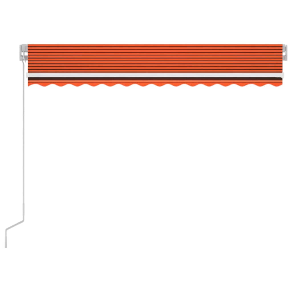 Manuell uttrekkbar markise med LED 350x250 cm oransje og brun vidaXL