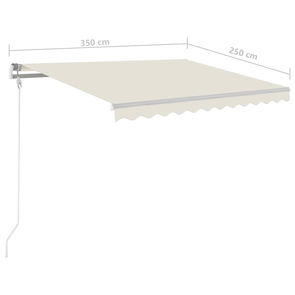 Automatisk markise med LED og vindsensor 350x250 cm kremhvit