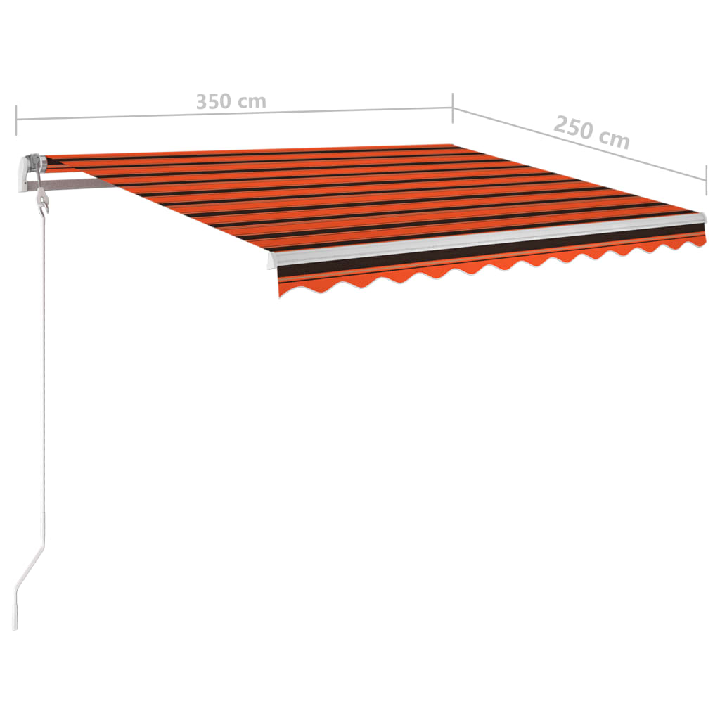 Automatisk markise med LED og vindsensor 350x250cm oransje/brun