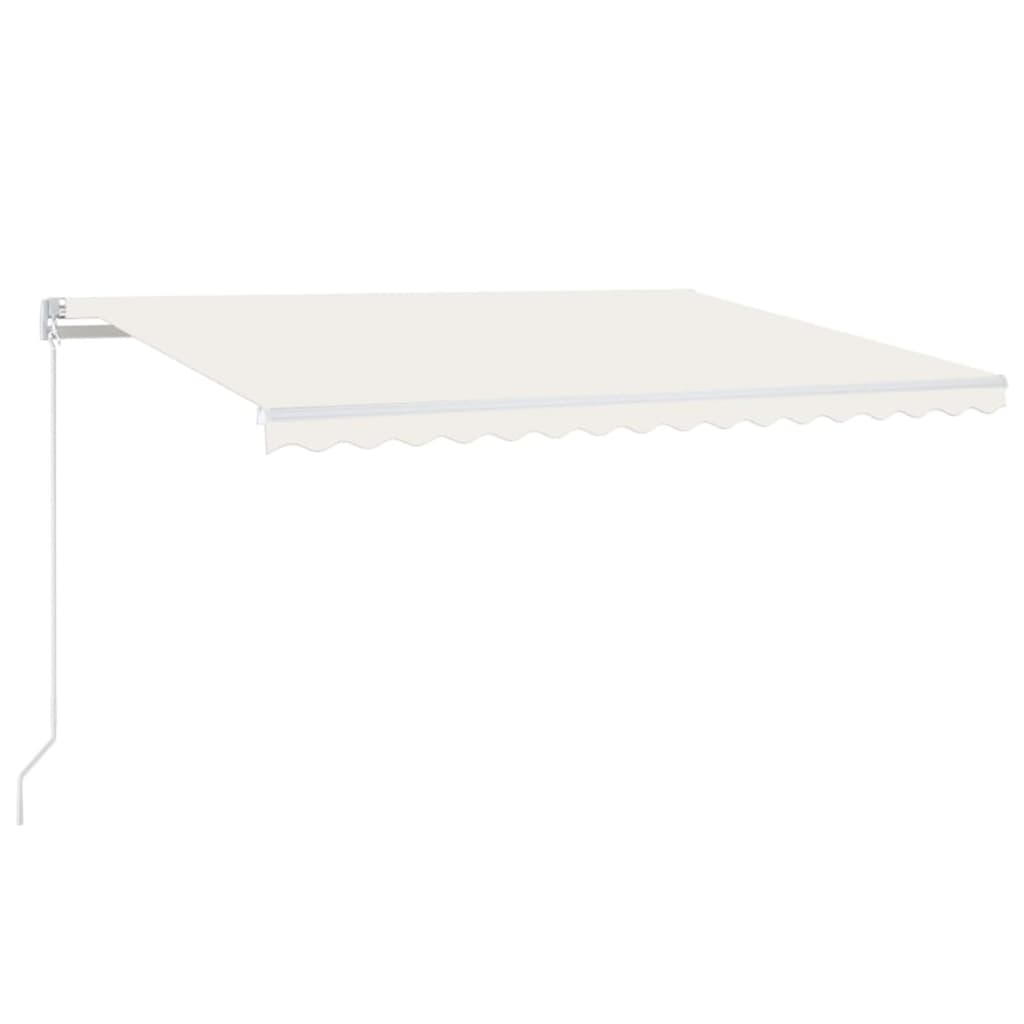 Manuell uttrekkbar markise med LED 450x300 cm kremhvit vidaXL
