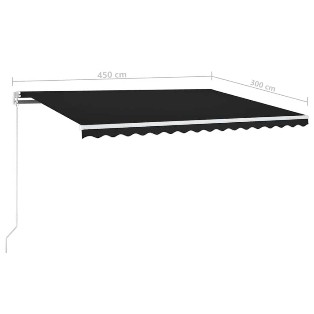 Automatisk markise med vindsensor og LED 450x300 cm antrasitt vidaXL